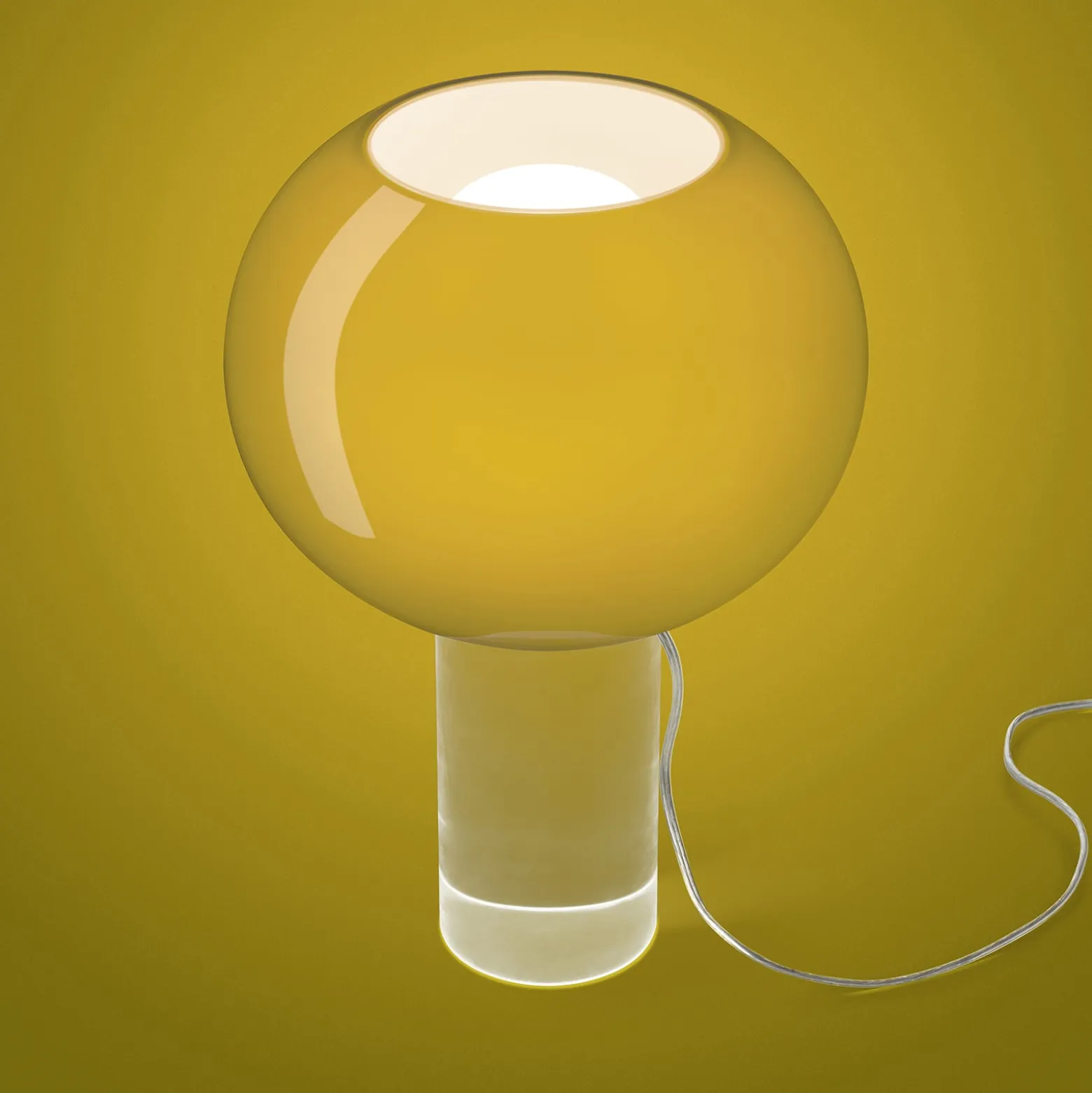 Foscarini Tischleuchte Buds 3, gelbgrün, Glas, E27