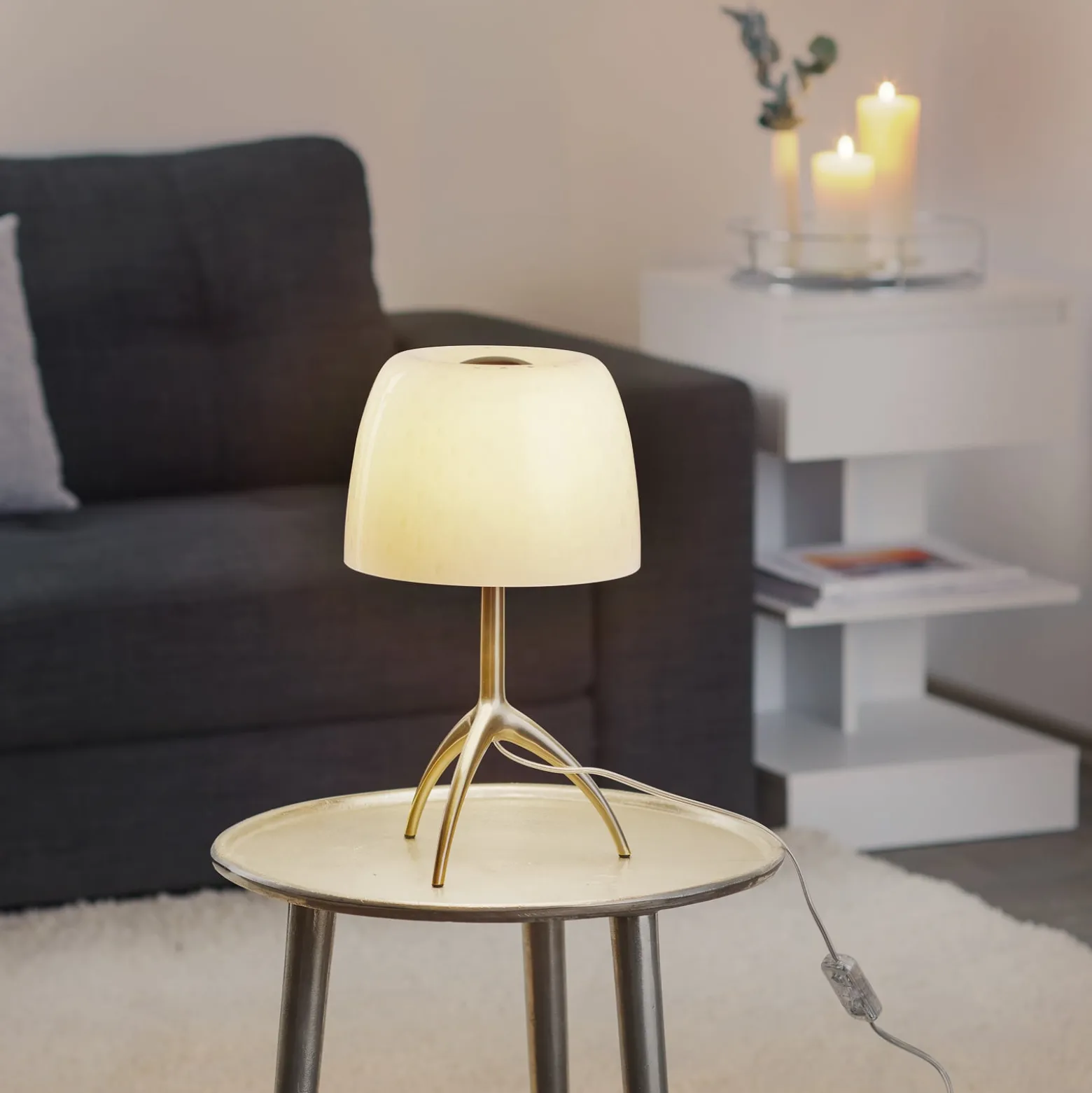 Foscarini Tischleuchte Lumiere 30, 35cm, Blasenglas, ein/aus