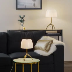 Foscarini Tischleuchte Lumiere 30, 45 cm, Blasenglas, dim.
