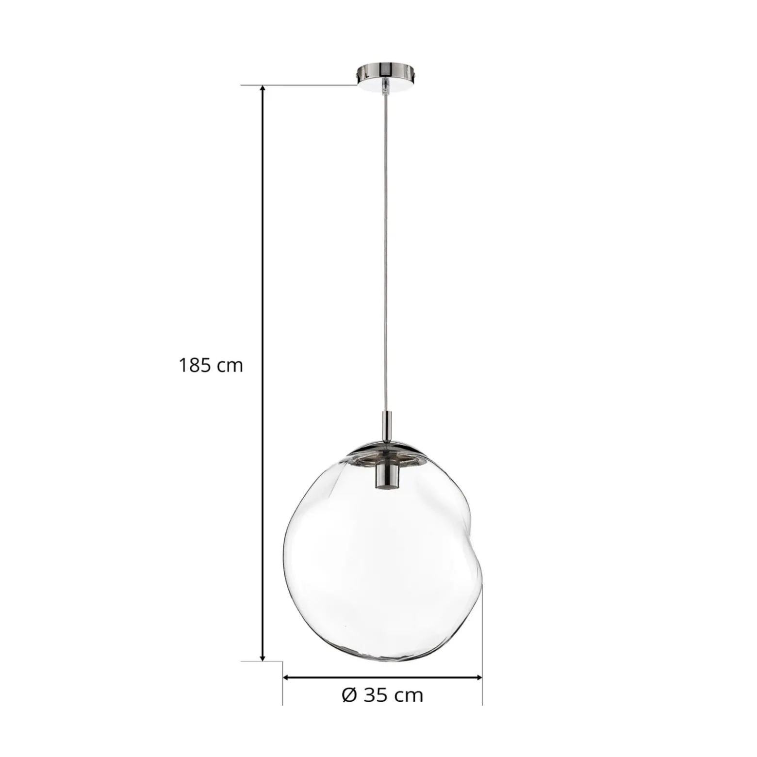 Glas-Hängeleuchte Sol, Ø 35cm, schwarz/klar