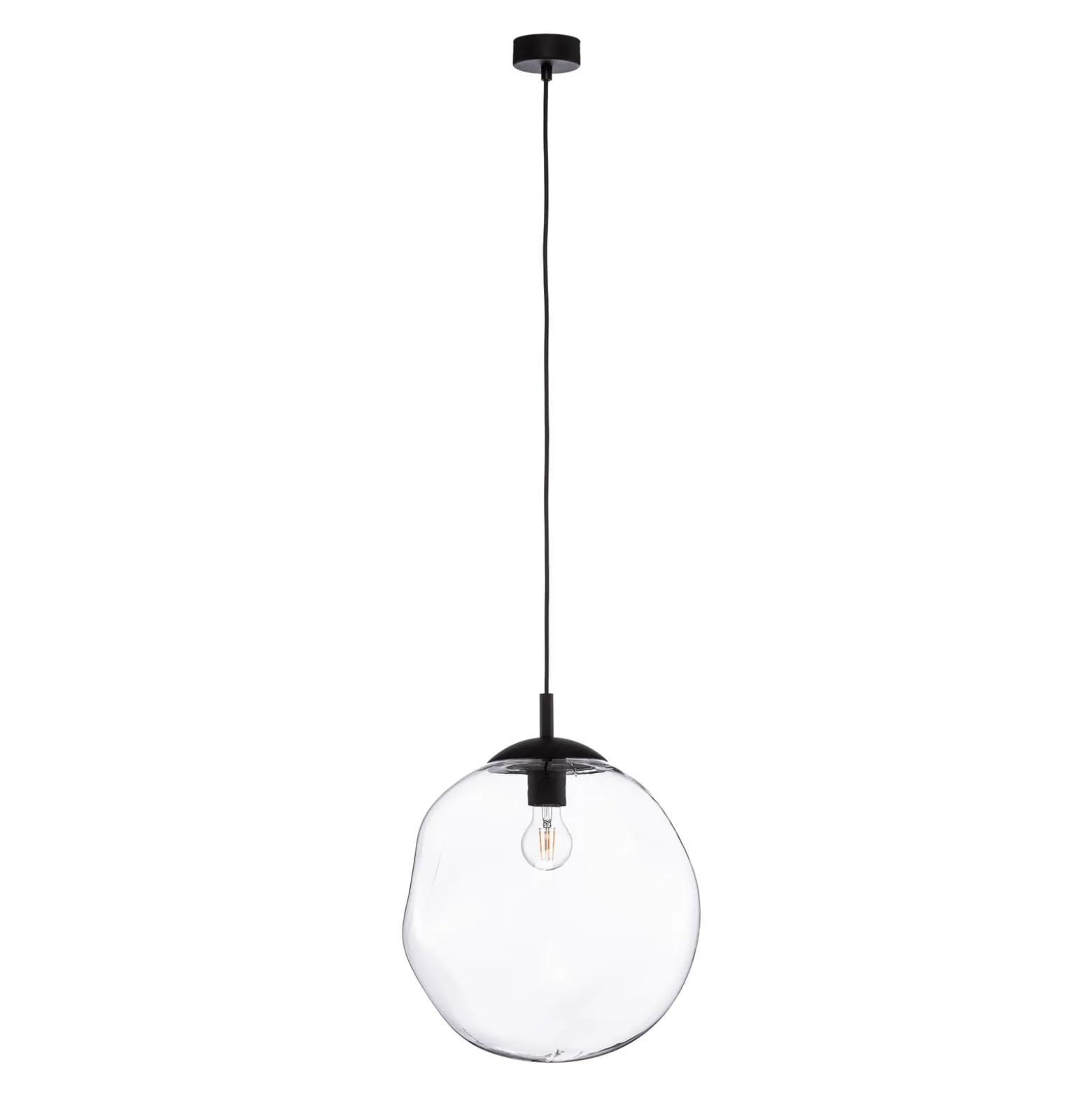 Glas-Hängeleuchte Sol, Ø 35cm, schwarz/klar