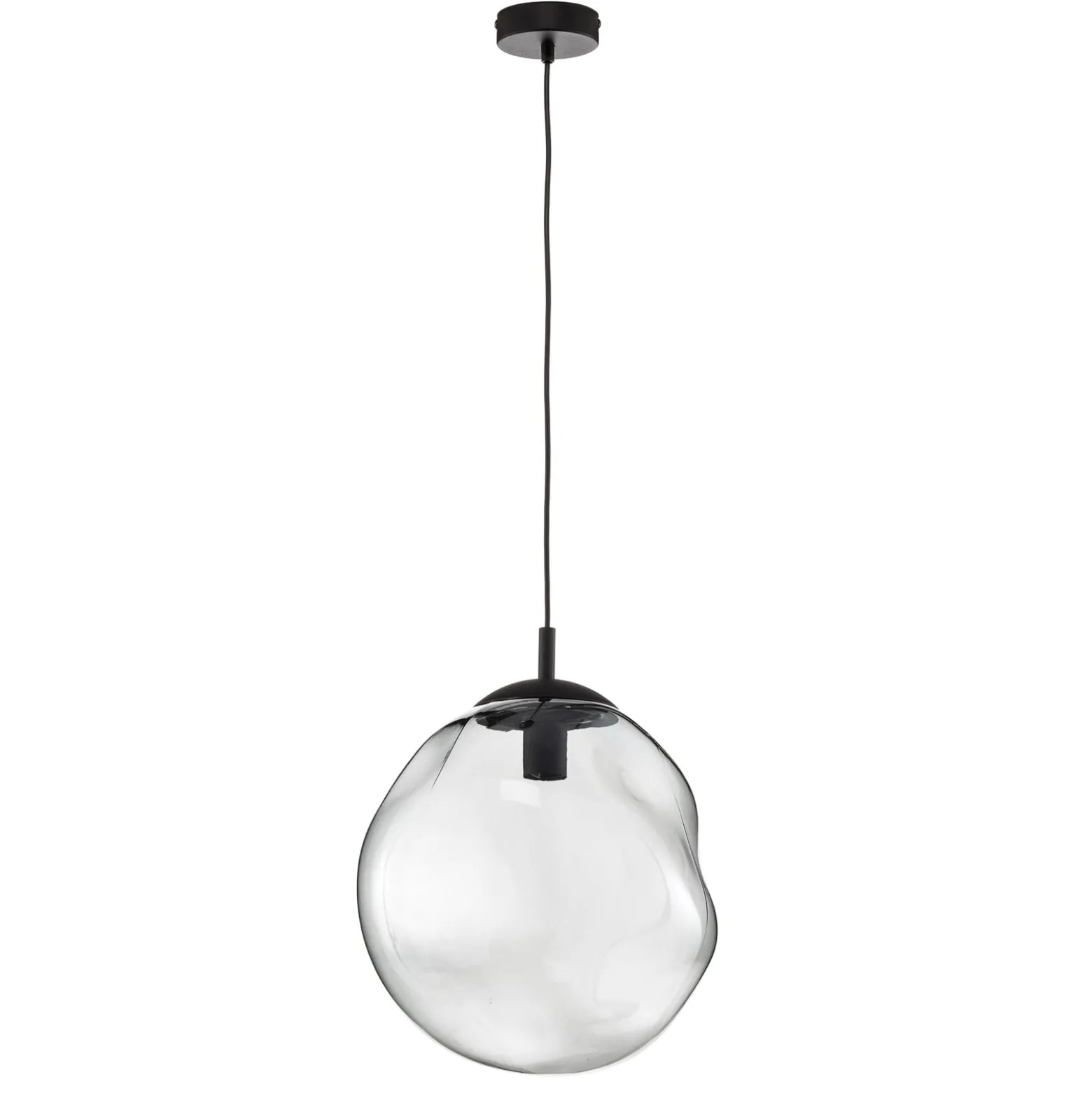 Glas-Hängeleuchte Sol, Ø 35cm, schwarz/rauchgrau