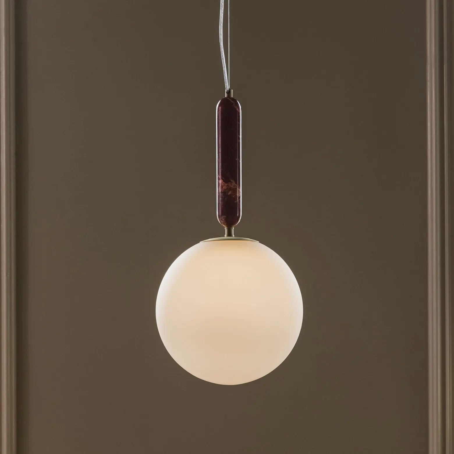 Globen Lighting Pendellampe Torrano, rot, Ø 30 cm, Marmor