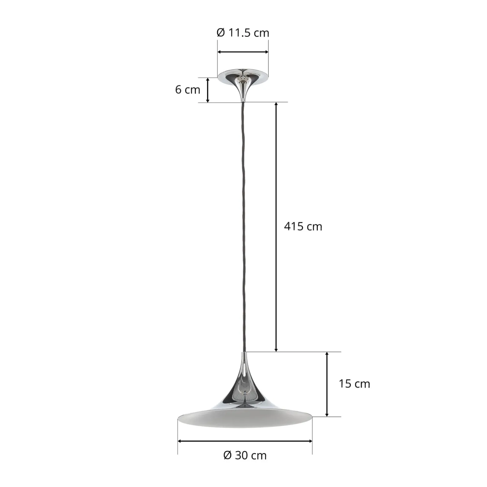 GUBI Hängeleuchte Semi, Ø 30 cm, chrom