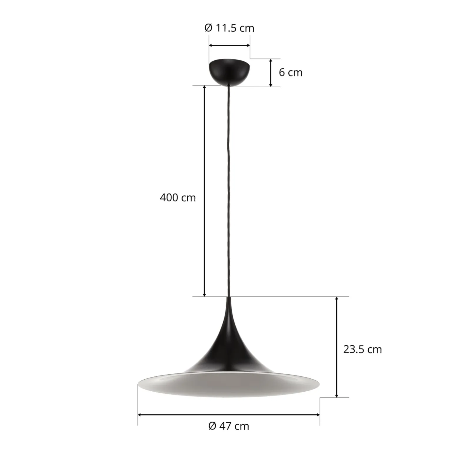 GUBI Hängeleuchte Semi, Ø 47 cm, schwarz