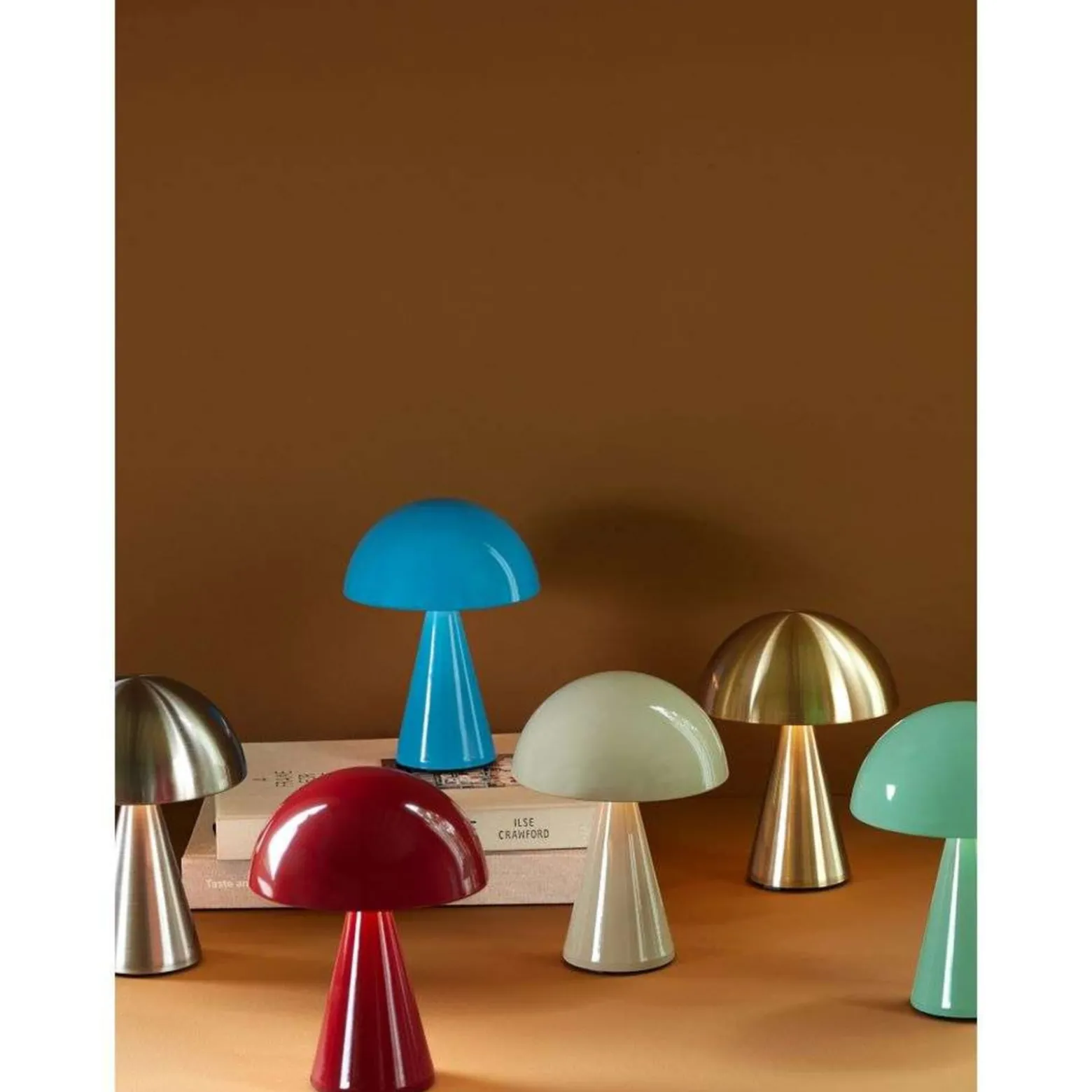 HÜBSCH LED-Akku-Tischleuchte Mush, nickel, IP44, dimmbar