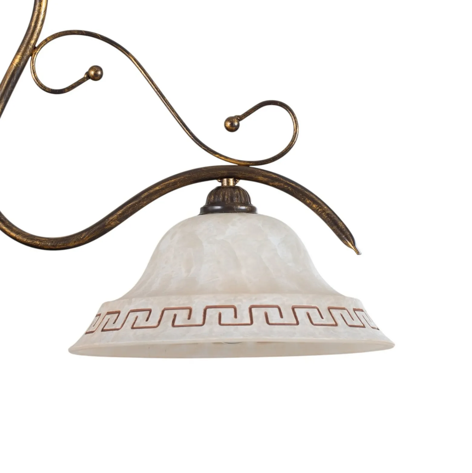 Hängelampe BILIARDO GIORGIO, creme/bronze, Glas/Eisen 2-flg.