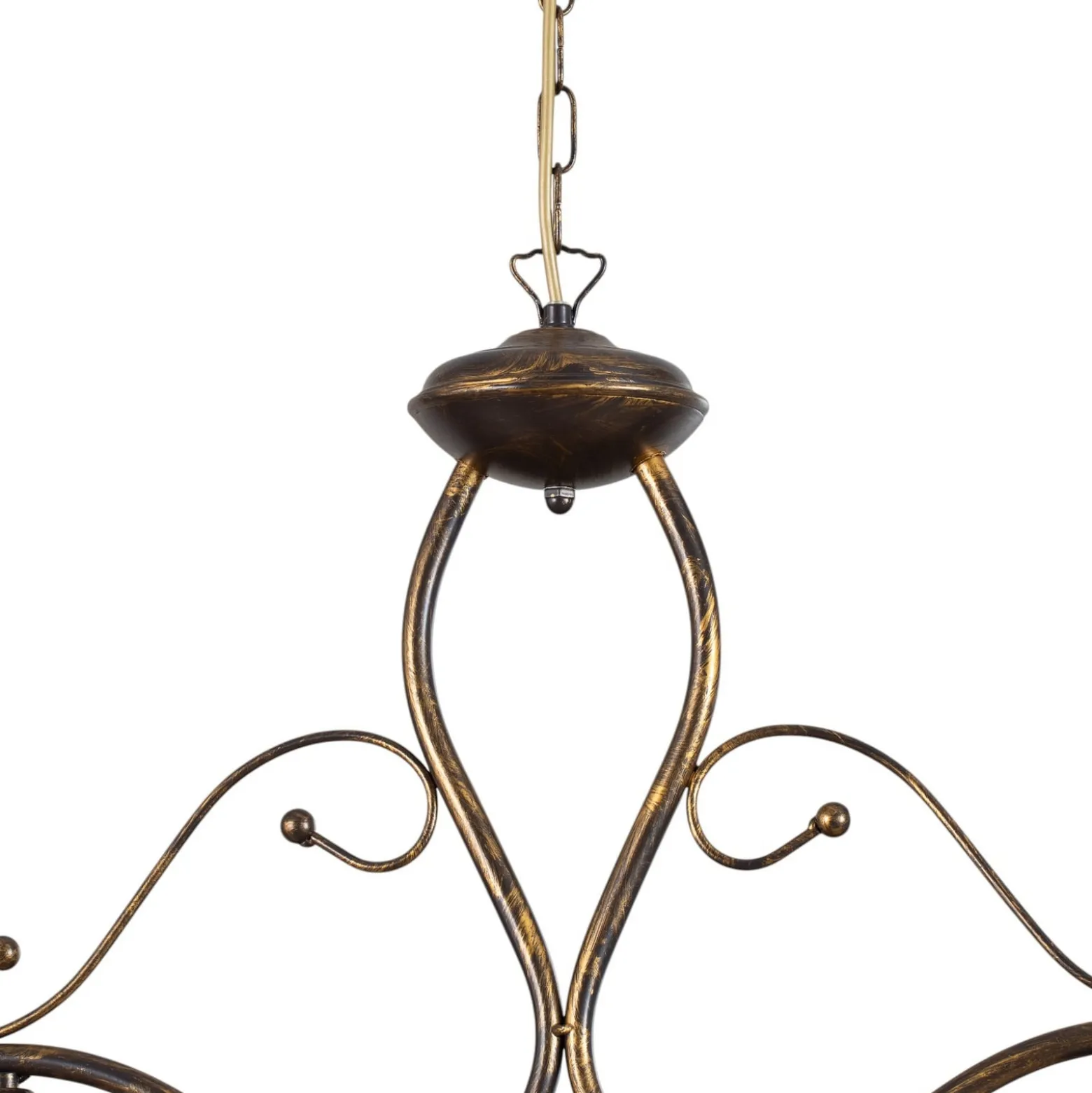 Hängelampe BILIARDO GIORGIO, creme/bronze, Glas/Eisen 2-flg.