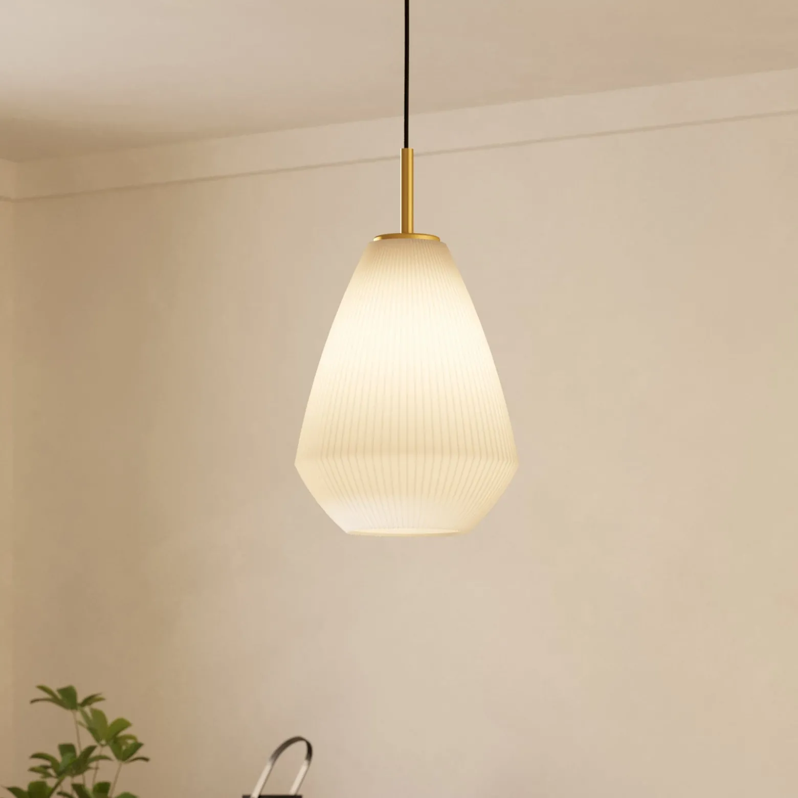 Hängelampe Caprarola, Ø 20 cm, sandfarben, Glas/Metall