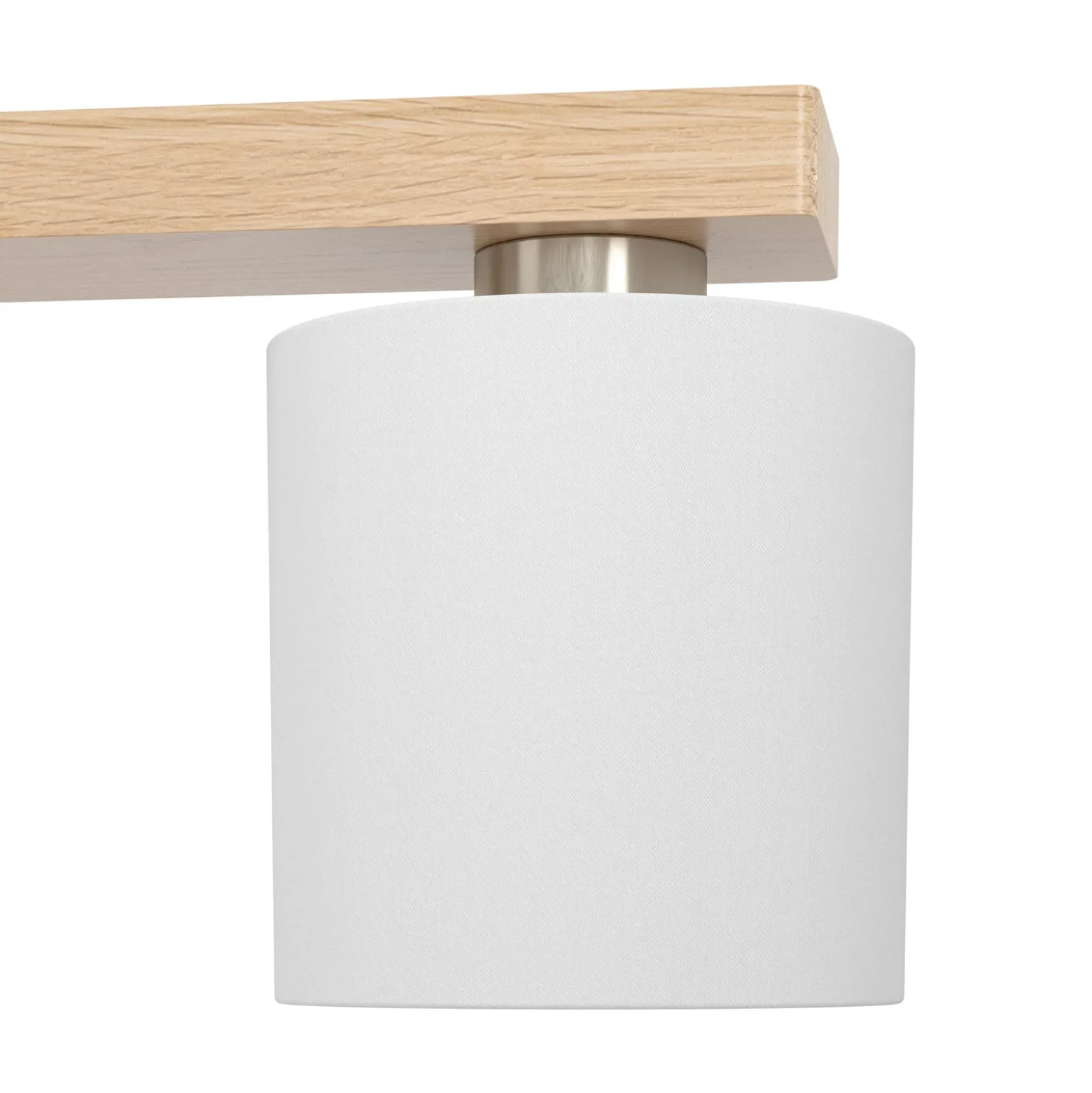Hängelampe Castralvo, Länge 115 cm, holz/weiß, 5-flg., Stoff