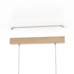 Hängelampe Castralvo, Länge 115 cm, holz/weiß, 5-flg., Stoff