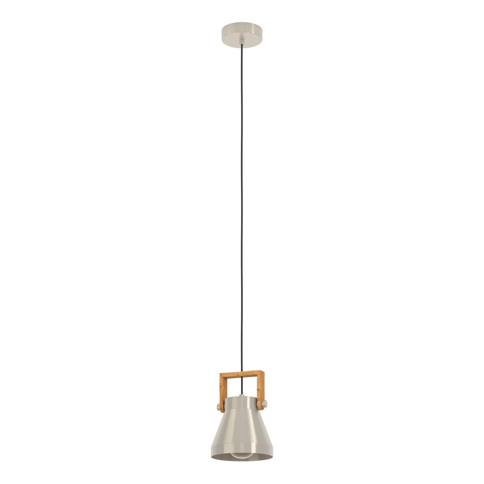 Hängelampe Cawton, Ø 16 cm, stahl/braun, Stahl/Holz