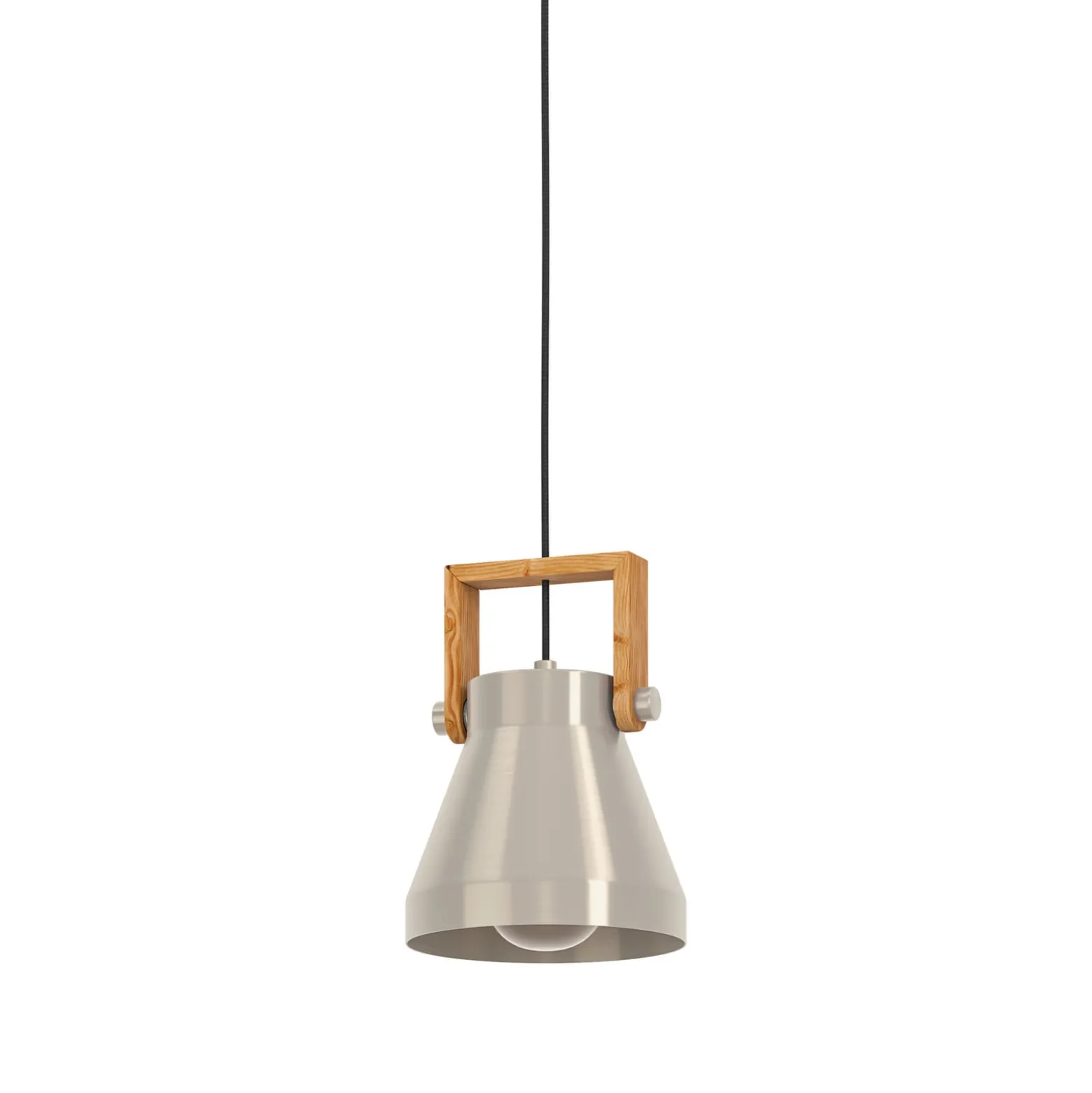 Hängelampe Cawton, Ø 16 cm, stahl/braun, Stahl/Holz