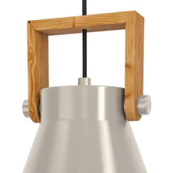 Hängelampe Cawton, Ø 16 cm, stahl/braun, Stahl/Holz