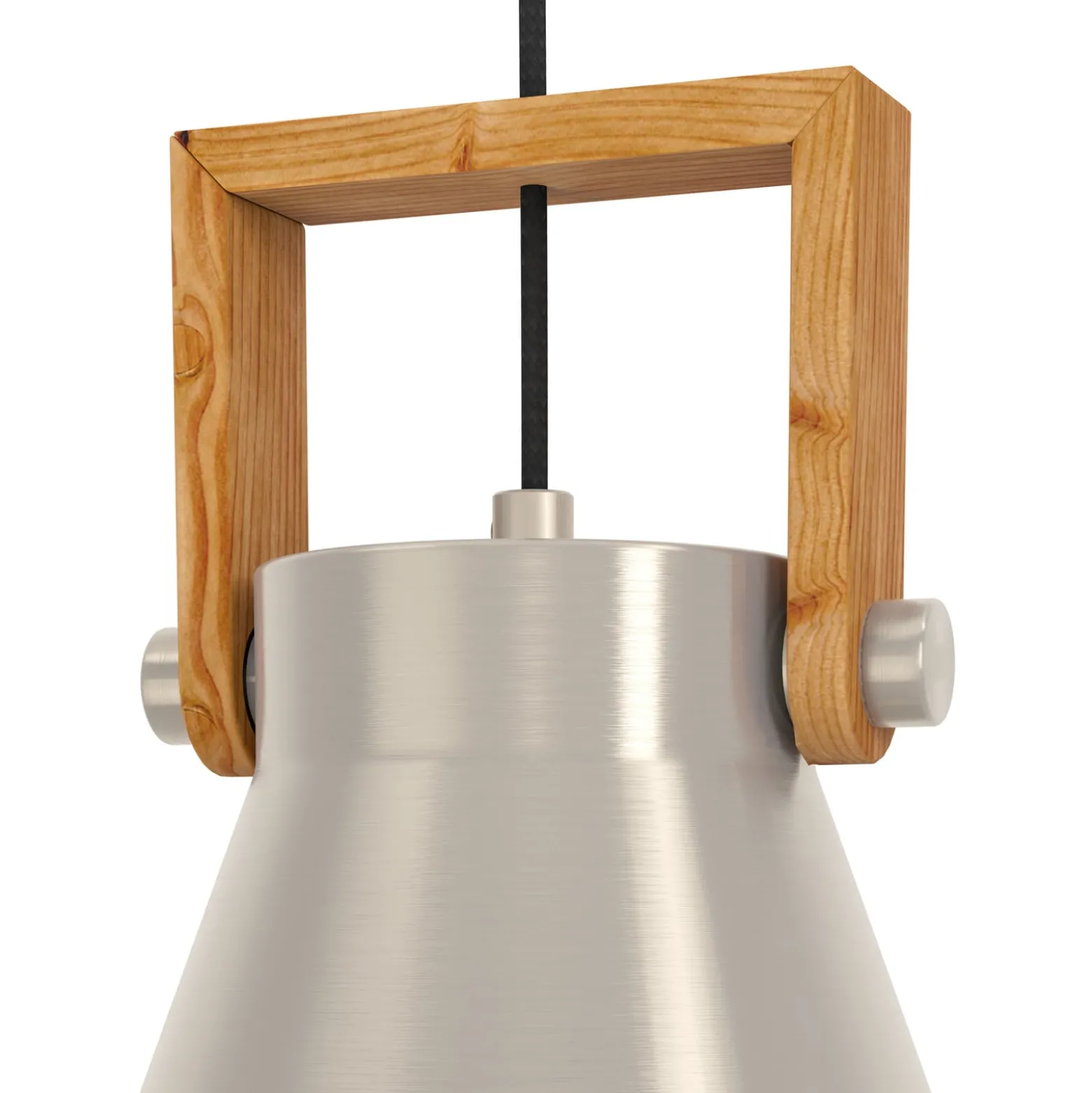 Hängelampe Cawton, Ø 16 cm, stahl/braun, Stahl/Holz