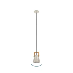 Hängelampe Cawton, Ø 16 cm, stahl/braun, Stahl/Holz