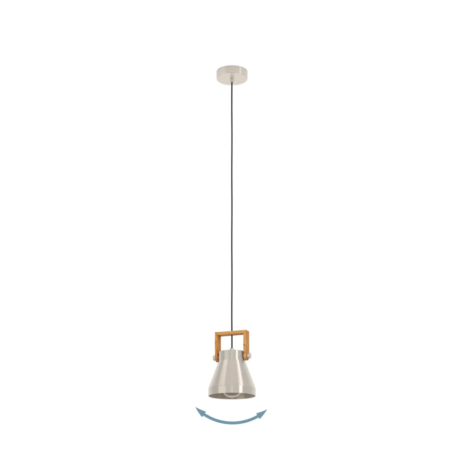 Hängelampe Cawton, Ø 16 cm, stahl/braun, Stahl/Holz