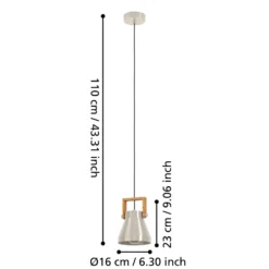 Hängelampe Cawton, Ø 16 cm, stahl/braun, Stahl/Holz
