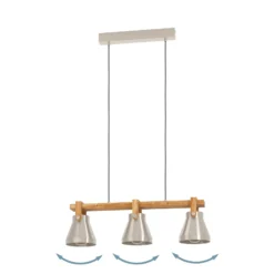 Hängelampe Cawton, Länge 76 cm, stahl/braun, 3-flg., Stahl