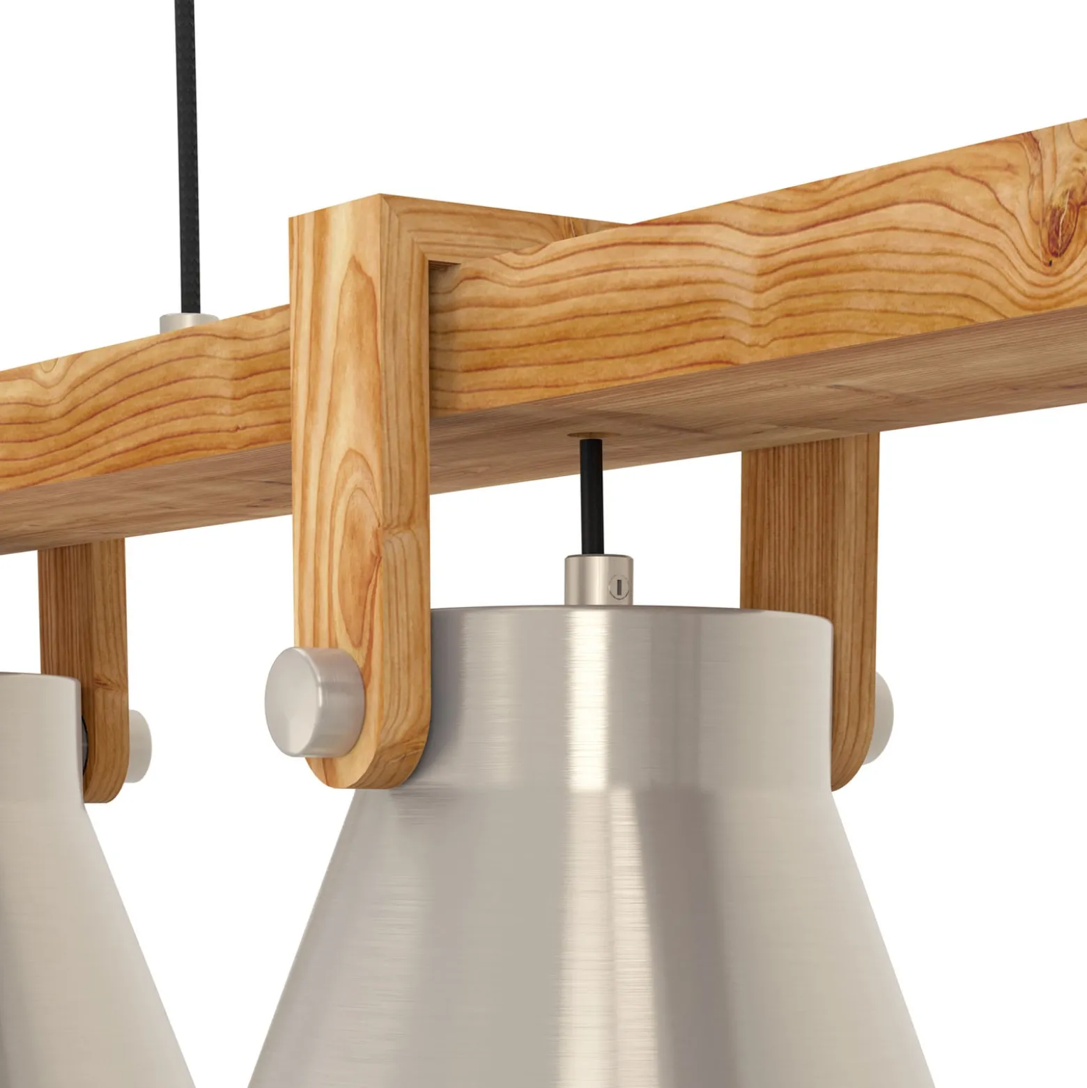 Hängelampe Cawton, Länge 76 cm, stahl/braun, 3-flg., Stahl