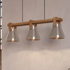 Hängelampe Cawton, Länge 76 cm, stahl/braun, 3-flg., Stahl