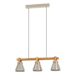 Hängelampe Cawton, Länge 76 cm, stahl/braun, 3-flg., Stahl