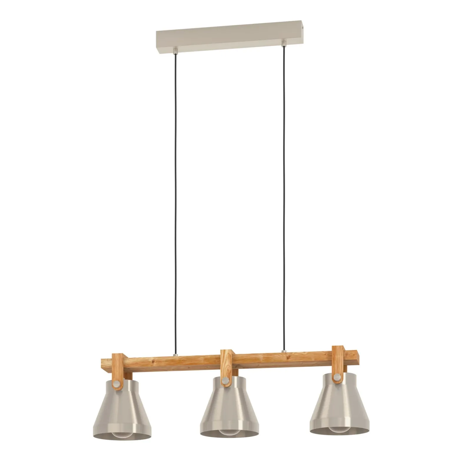 Hängelampe Cawton, Länge 76 cm, stahl/braun, 3-flg., Stahl