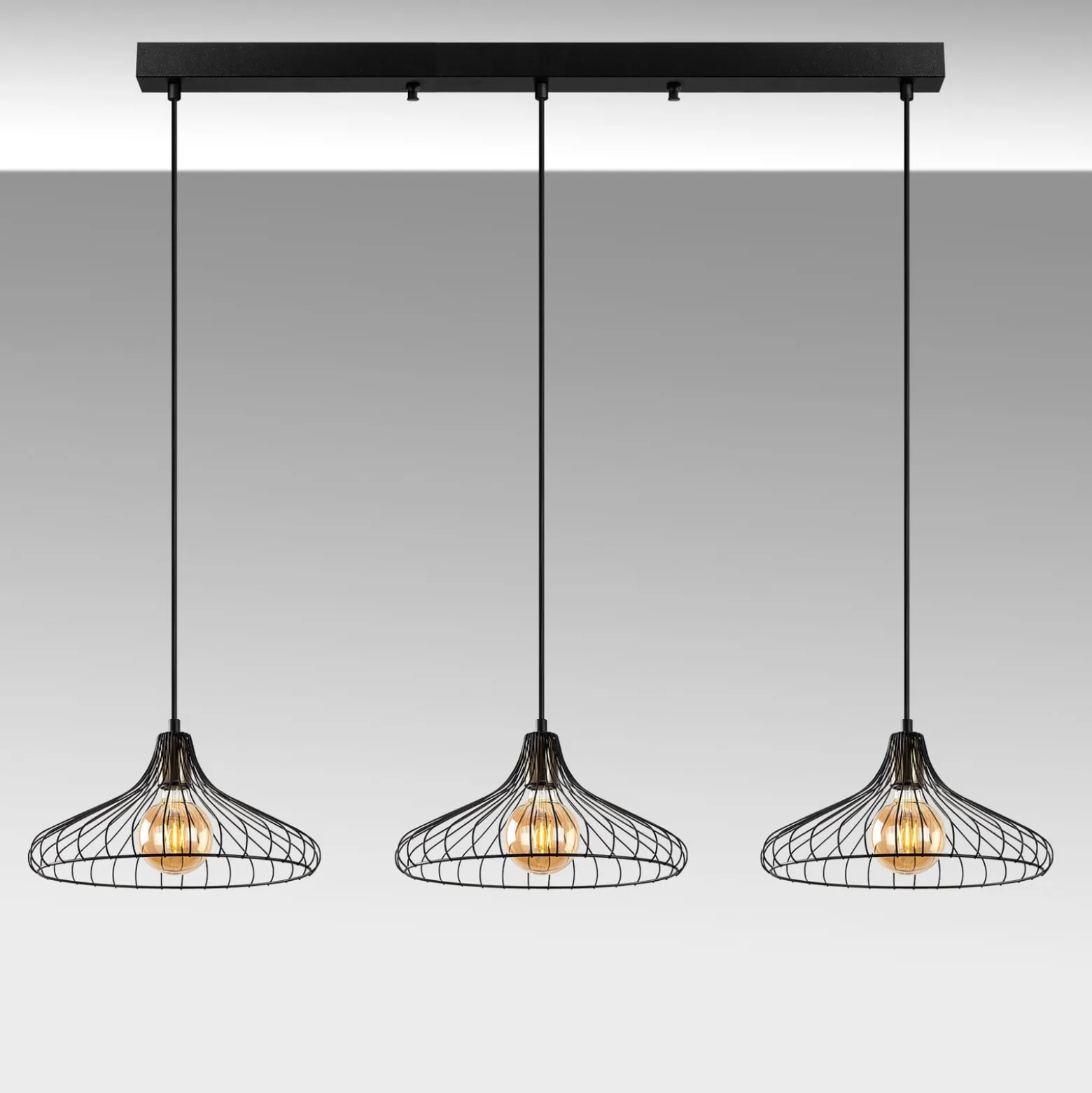 Hängelampe Depay 11260 3-flg. linear schwarz antik
