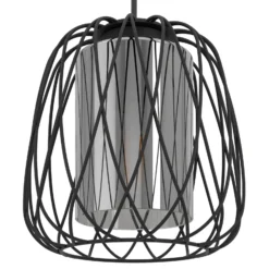 Hängelampe Floresta, schwarz, Länge 89 cm, Stahl/Glas, 3-flg