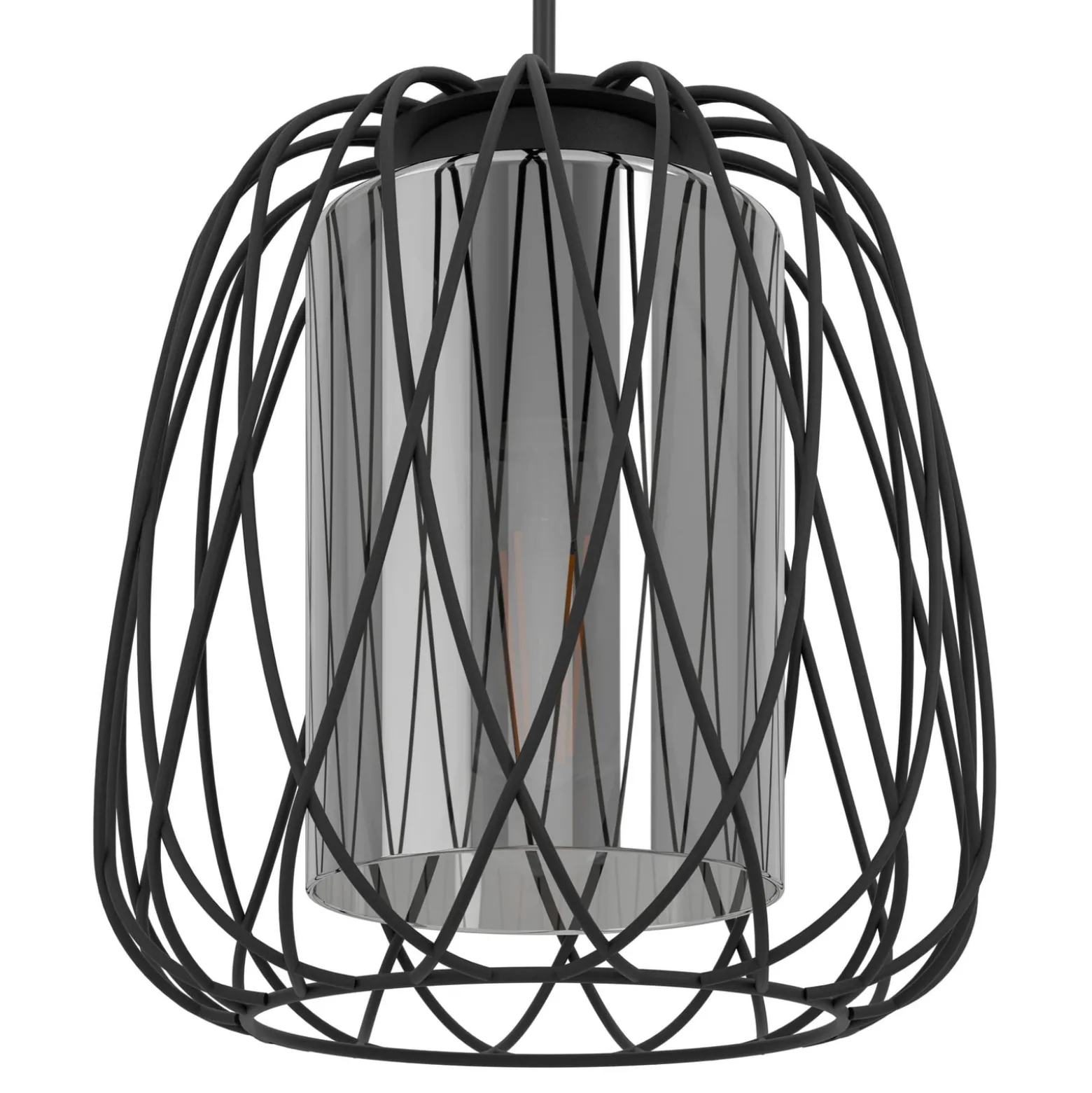 Hängelampe Floresta, schwarz, Länge 89 cm, Stahl/Glas, 3-flg