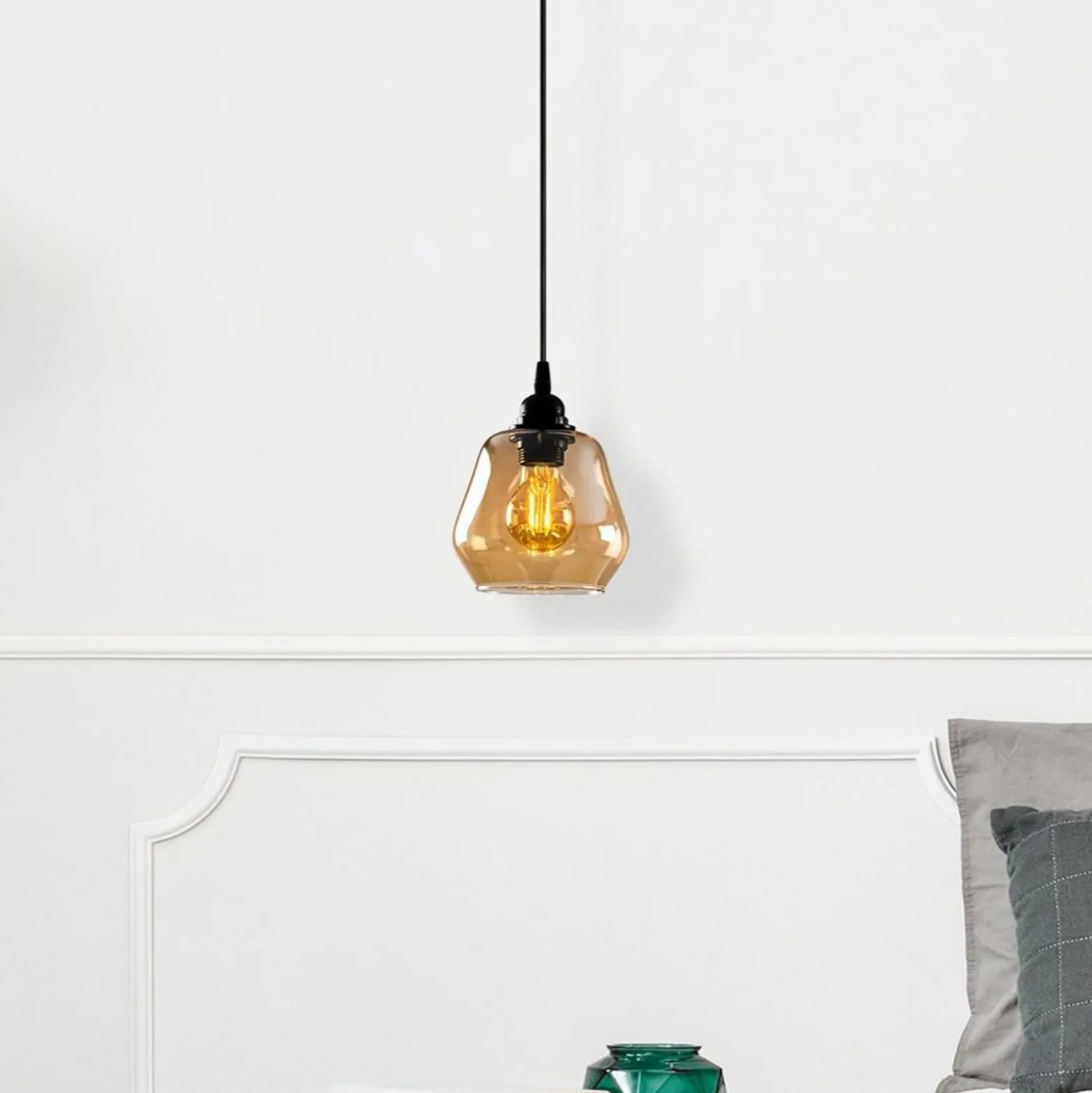 Hängelampe Gold 030, Glas gold-transparent Ø 15 cm 1-flammig