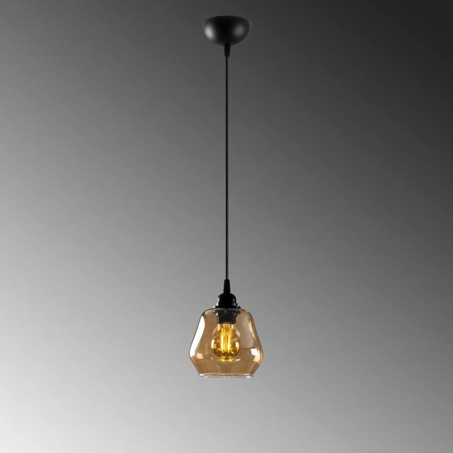 Hängelampe Gold 030, Glas gold-transparent Ø 15 cm 1-flammig