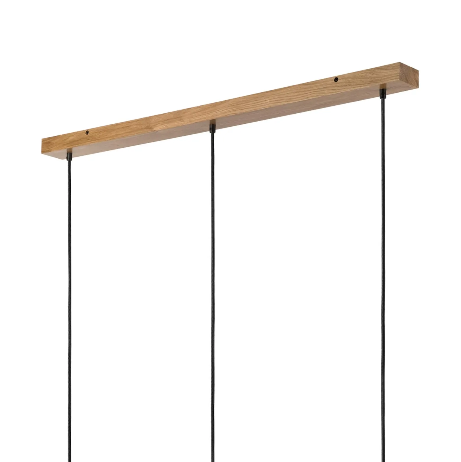 Hängelampe Harmony, Länge 110 cm, Opalglas Eichenholz 3-flg.
