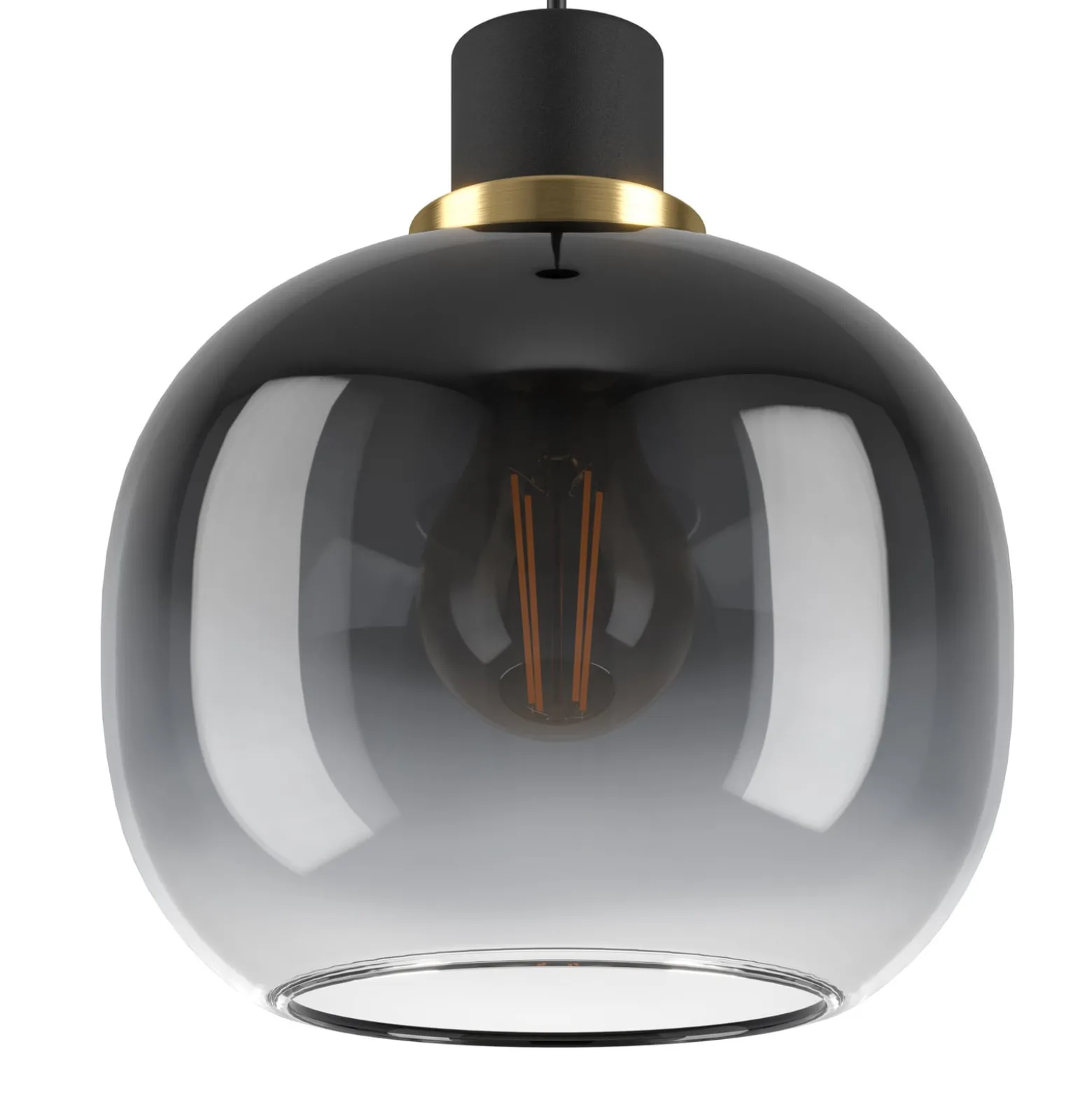 Hängelampe Oilella, schwarz-grau, Länge 95 cm, Glas, 3-flg.