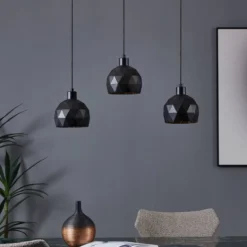 Hängelampe Roccaforte, schwarz/gold, Metall, 75 cm lang, E14