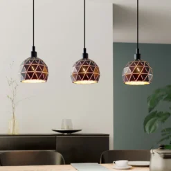 Hängelampe Roccaforte, schwarz/gold, Metall, 75 cm lang, E14