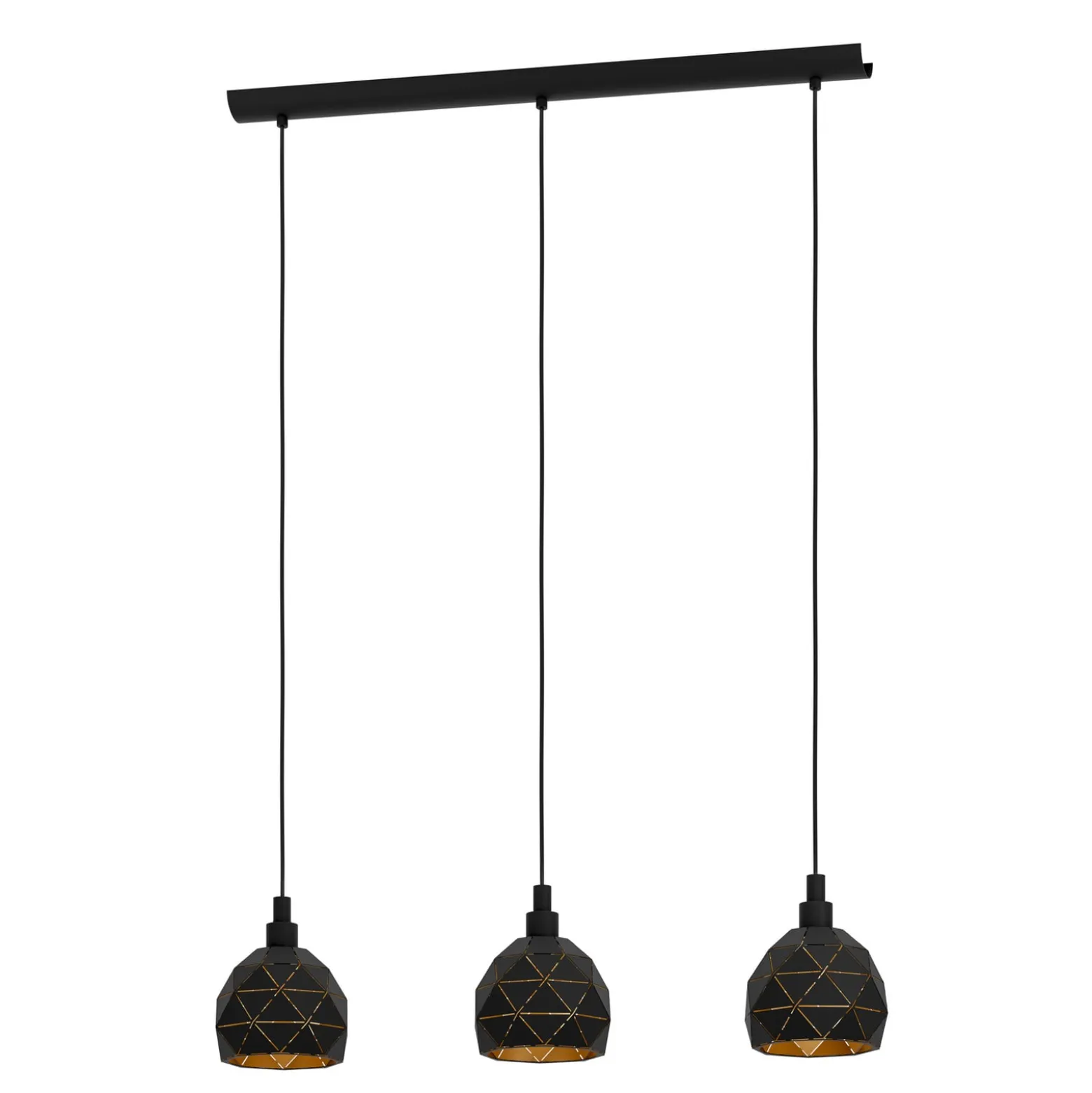Hängelampe Roccaforte, schwarz/gold, Metall, 75 cm lang, E14