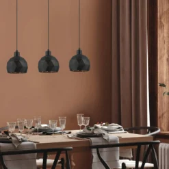 Hängelampe Roccaforte, schwarz/gold, Metall, 75 cm lang, E14
