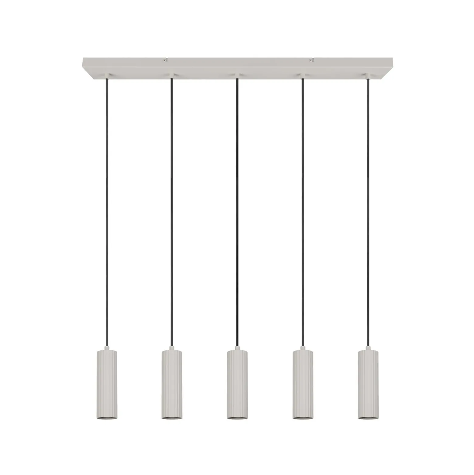 Hängelampe Soka, hellgrau, Länge 85 cm, Metall, 5-flg.