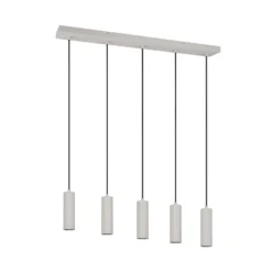 Hängelampe Soka, hellgrau, Länge 85 cm, Metall, 5-flg.