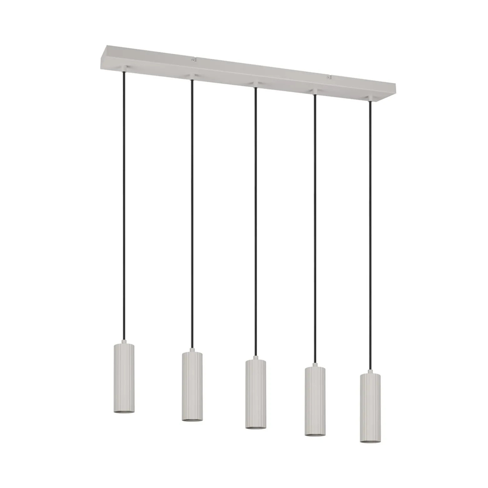 Hängelampe Soka, hellgrau, Länge 85 cm, Metall, 5-flg.