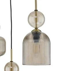Hängelampe Sophia, 3-flammig, 65 cm, cognac/schwarz, E14