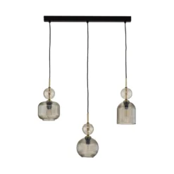 Hängelampe Sophia, 3-flammig, 65 cm, cognac/schwarz, E14