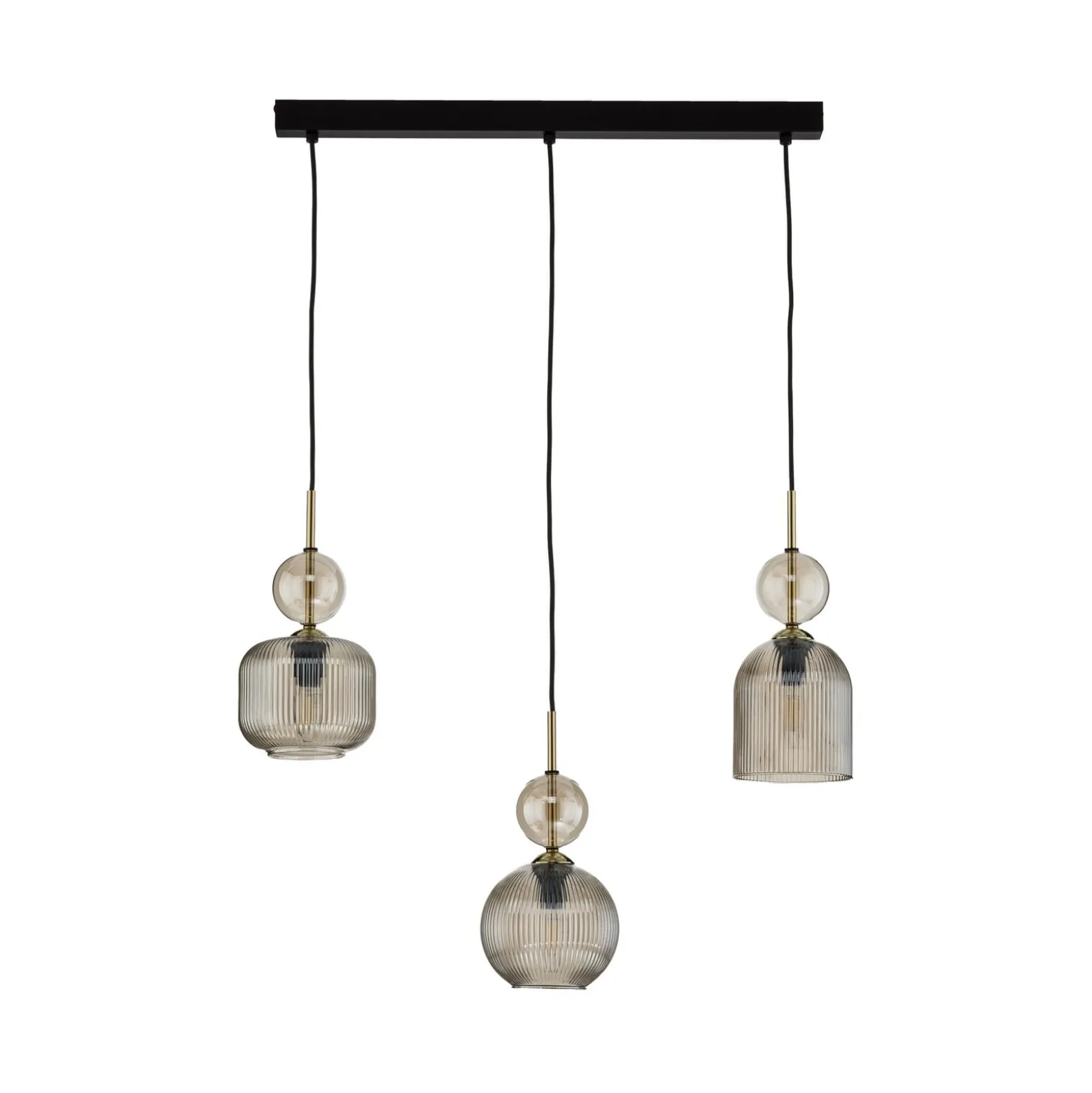 Hängelampe Sophia, 3-flammig, 65 cm, cognac/schwarz, E14