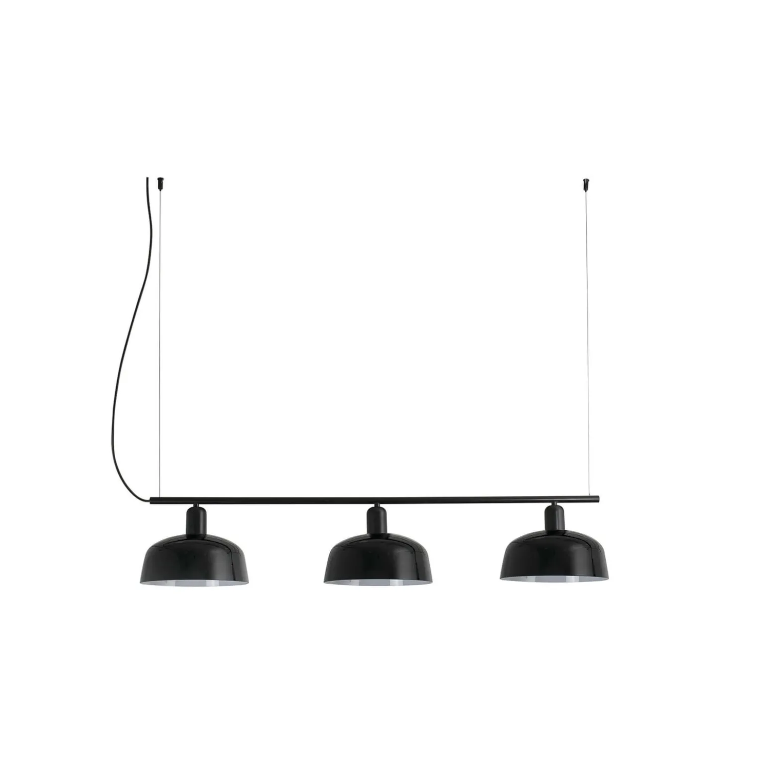 Hängelampe Tatawin, schwarz, Glas, Länge 100 cm, 3-flg.