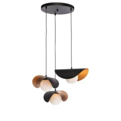 Hängelampe Vatoz 6142 3fl Rondell schwarz Opalglas