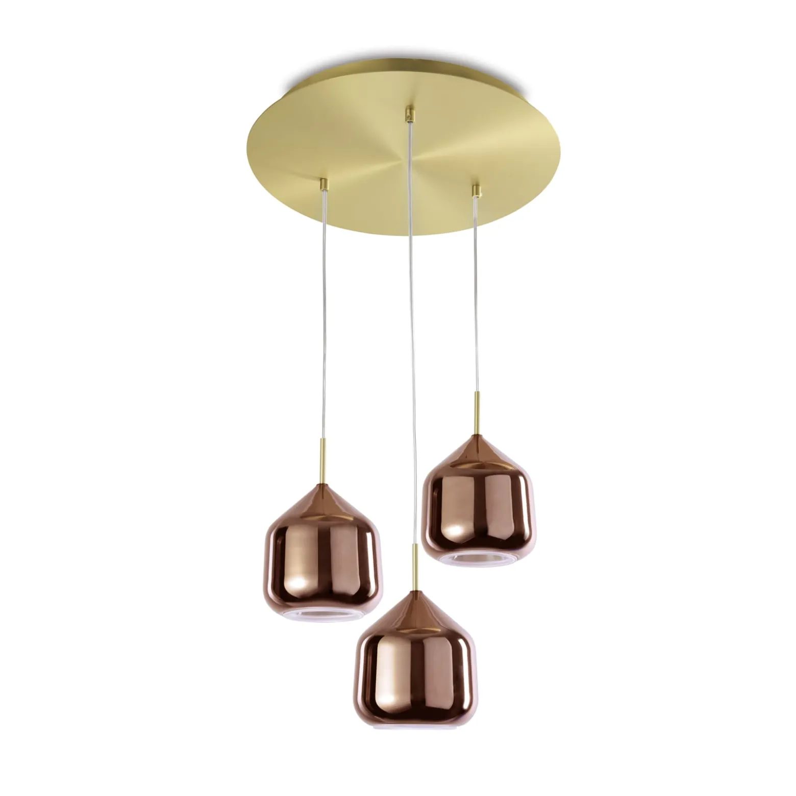 Hängelampe X-Ray kupferfarben/goldfarben 3-flammig rund Glas