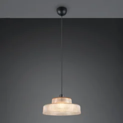 Hängeleuchte Abella, amber, Ø 35 cm, Glas, E27