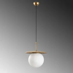 Hängeleuchte Anemon, goldfarben, Glas, Ø 30 cm, E27