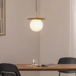 Hängeleuchte Anemon, goldfarben, Glas, Ø 30 cm, E27